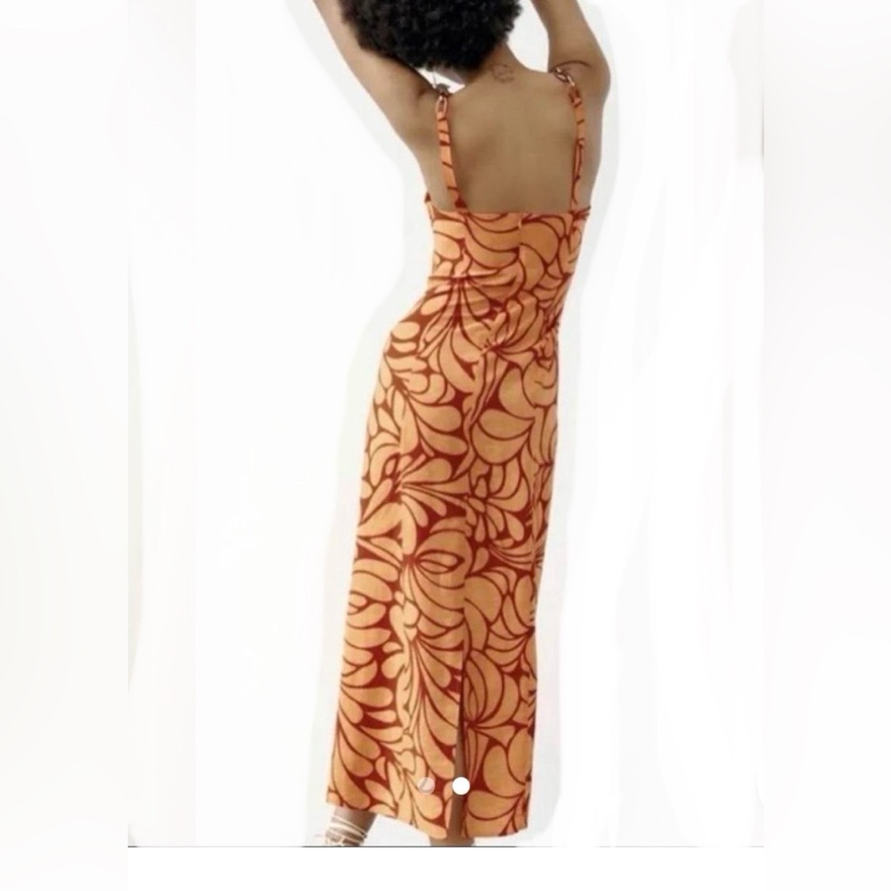 Zara Sleeveless Floral Print Chain Strap Midi Sun Dress - Picture 3 of 16